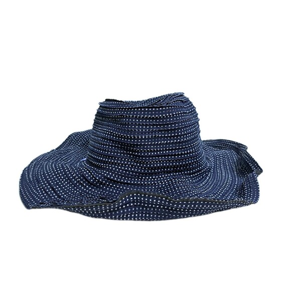 Wallaroo Woman’s Scrunchie Sun Hat Blue White Sun Protection Packable Bucket - Picture 2 of 6